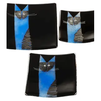 Glass Studio Habrat Habrat - Glasschale Katze blau