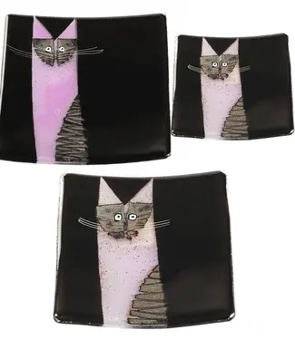 Glass Studio Habrat Habrat - Glas schale Katze violett