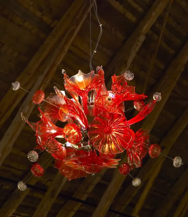 Bsweden - Kristallleuchter Kumulus rot