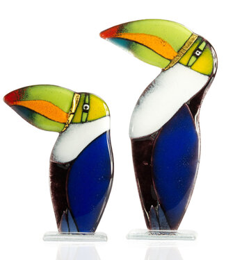 Glass Studio Habrat Habrat Glas - Toekan Gold lime/blauw