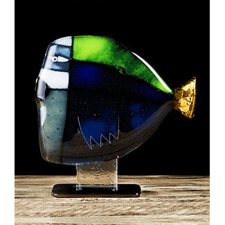 Habrat Glass - Maciej Habrat Habrat - Big Fish Gold, blauw