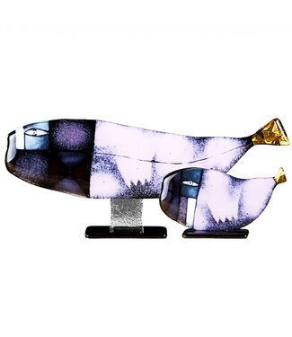 Glass Studio Habrat Habrat - Glazen walvis violet/goud