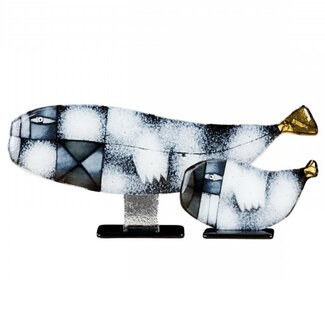 Glass Studio Habrat Habrat - Glazen walvis wit/goud
