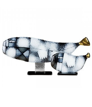 Glass Studio Habrat Habrat - Glazen walvis wit/goud
