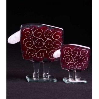 Glass Studio Habrat Habrat - Glazen schaap pink transp.