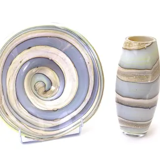 Loranto Glas Loranto Glas vaas en schaal 'Marmer'