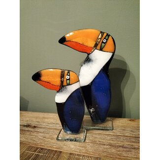 Glass Studio Habrat Habrat Glas - Toekan Gold oranje/blauw