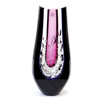 Ozzaro Kristal Tsjechië Exclusief glasobject roze/zwart - H28cm