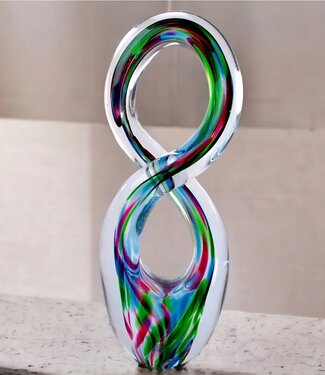 Ozzaro Kristal Tsjechië Luxe glasobject Infinite, blauw/multi