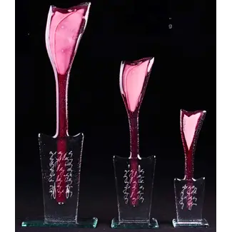 Glass Studio Habrat Studio Habrat - Roze glazen tulp