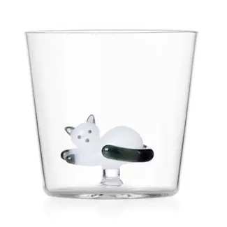 Ichendorf Milano Ichendorf tumbler Tabby Cat - glas liggende poes wit/smoke