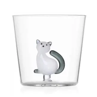 Ichendorf Milano Ichendorf tumbler Tabby Cat - glas Kat wit/grijs
