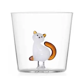 Ichendorf Milano Ichendorf tumbler Tabby Cat - glas Kat wit/amber