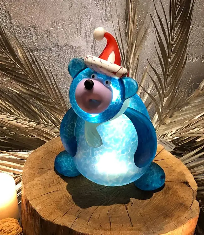 Glasstudio Borowski Borowski kerstobject Christmas Bear blauw