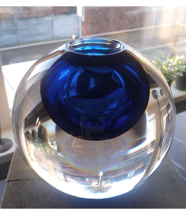 Leerdam Glaskunst - Kugel blauer Kern 2005