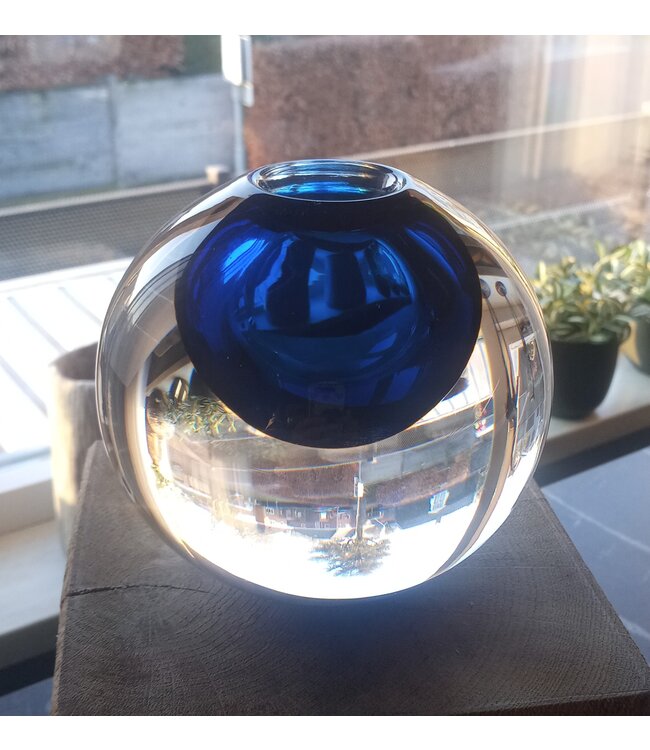 Leerdam Glaskunst - Kugel blauer Kern 2005