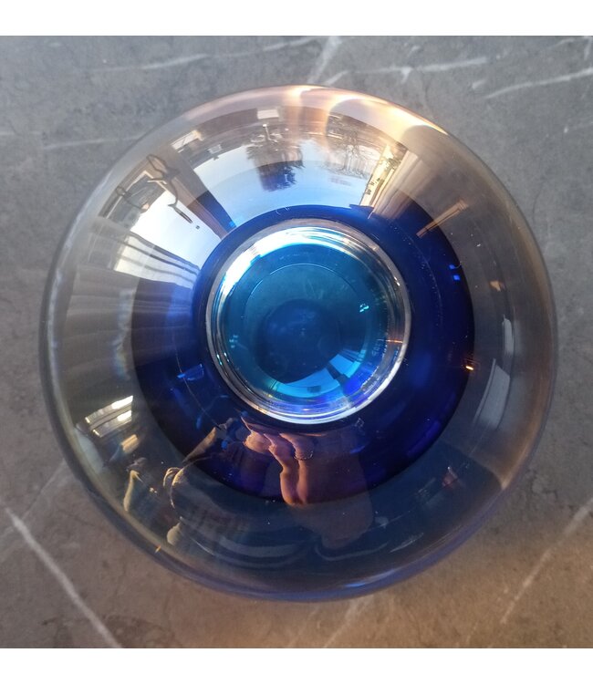 Leerdam Glaskunst - bol blauwe kern 2005