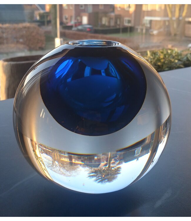Leerdam Glaskunst - Kugel blauer Kern 2005