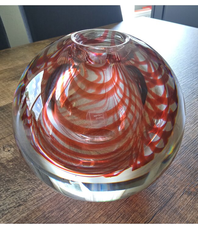 Leerdam Glaskunst - Bol rood en blank