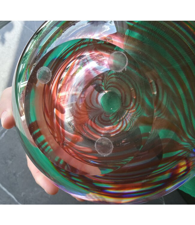 Leerdam Glaskunst - Bol rood en blank