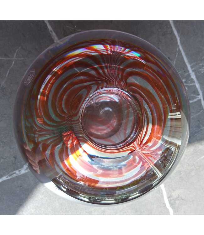 Leerdam Glaskunst - Bol rood en blank