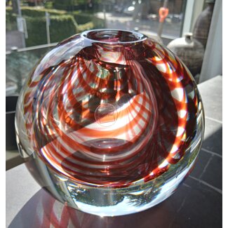 Royal Leerdam Crystal Leerdam Glaskunst - Bol rood en blank