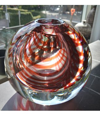 Royal Leerdam Crystal Leerdam Glaskunst - Bol rood en blank