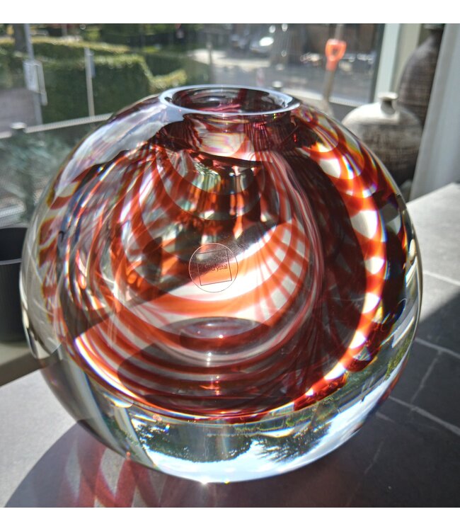 Leerdam Glaskunst - Bol rood en blank