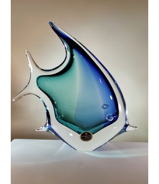ArtCristal Bohemia Tsjechië ArtCristal - Kristallen maanvis beeldje blauw/turquoise