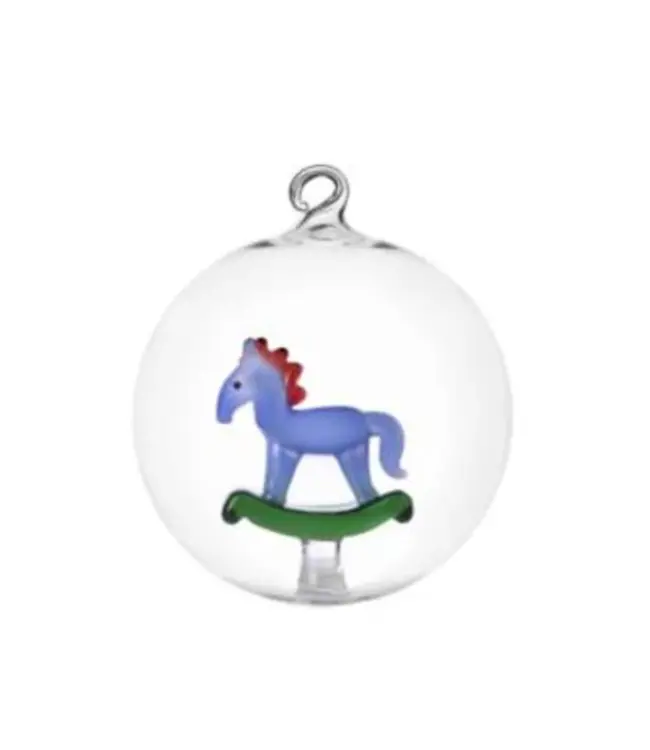 Ichendorf Milano glas - Schiaccianoci kerstbal "Rocking Horse" Ø 8cm - Borosilicaatglas