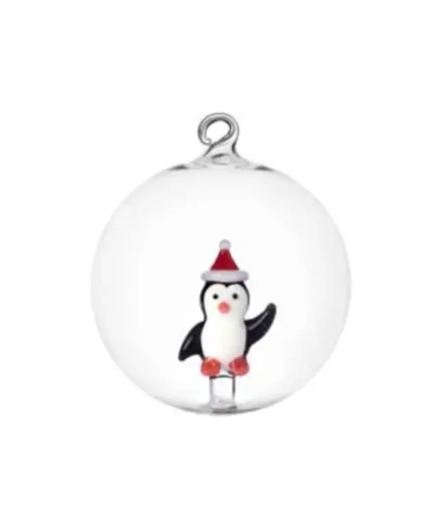 Ichendorf Milano Glas – Christmas Tales Weihnachtskugel „Pinguin“ Ø 8 cm, handgefertigt aus Borosilikatglas