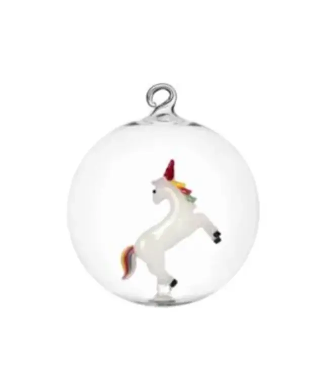 Ichendorf Milano - Christmas Tales glazen kerstbal "Unicorn" Ø 8cm, handgemaakt uit borosilicaatglas
