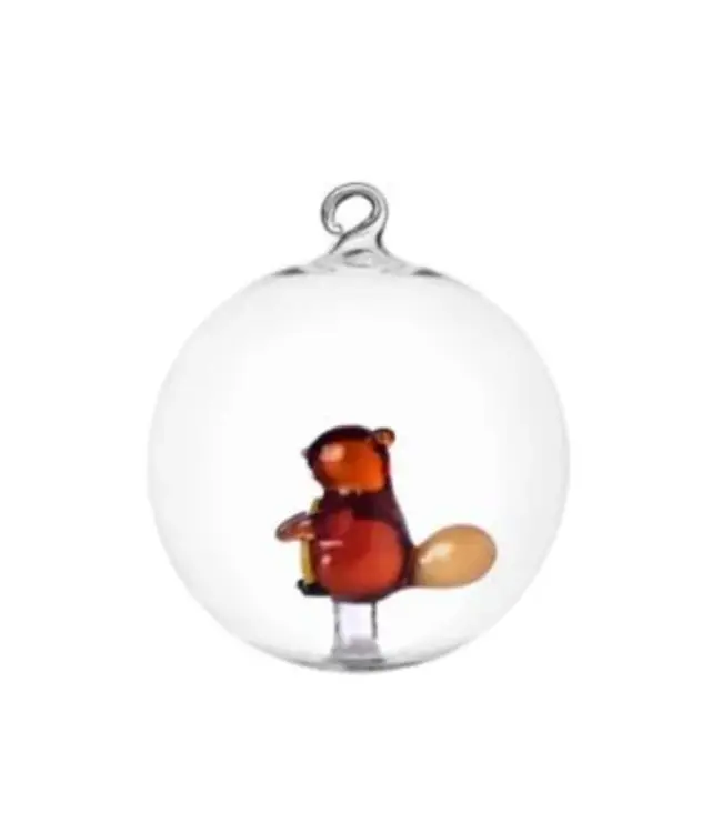 Ichendorf Milano – Christmas Tales Glas-Weihnachtskugel „Biber“ Ø 8 cm, handgefertigt aus Borosilikatglas