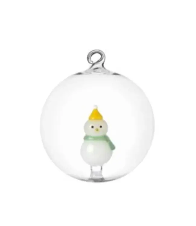 Ichendorf Milano -  Christmas Tales kerstbal "Snowman" Ø 8cm, handgemaakt uit borosilicaatglas