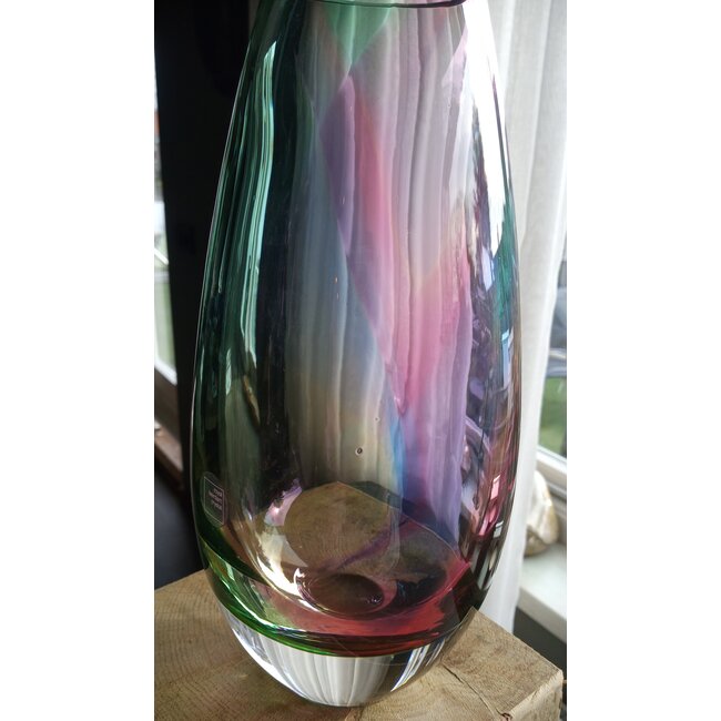 Leerdam Glaskunst multicolor vaas klein
