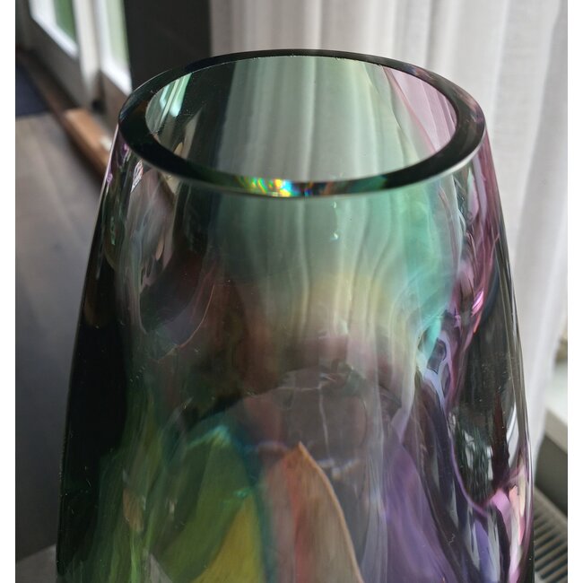 Leerdam Glaskunst multicolor vaas klein
