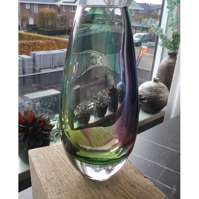 Leerdam Glaskunst multicolor vaas klein