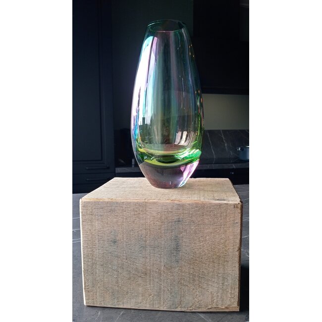 Leerdam Glaskunst multicolor vaas klein