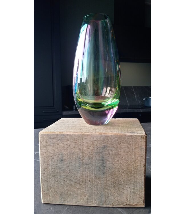 Leerdam Glaskunst multicolor vaas klein