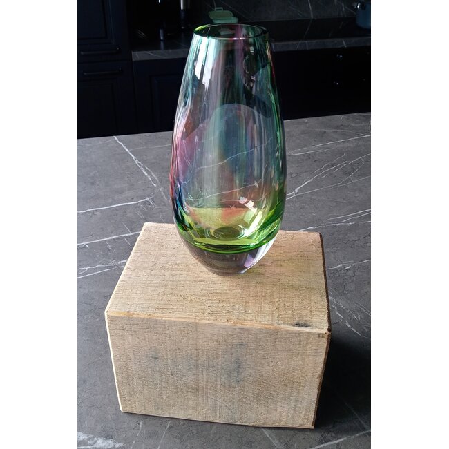 Leerdam Glaskunst multicolor vaas klein