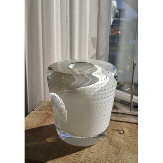 Royal Leerdam Crystal Andries Dirk Copier spijkerobject wit 1950 Leerdam