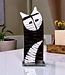 Glass Studio Habrat Habrat - Glazen Kat zwart/wit, 24cm