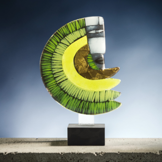 Glass Studio Habrat Habrat - Gouden Regenboogman van glas, Lime/Goud