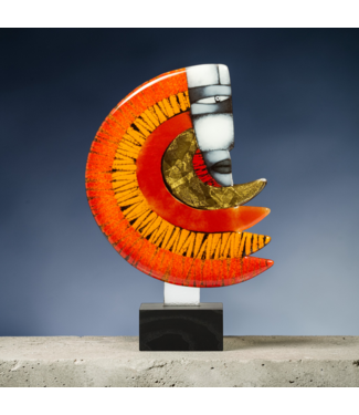 Glass Studio Habrat Habrat – Goldener Regenbogenmann aus Glas, Rot/Gold