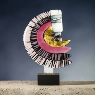 Glass Studio Habrat Habrat - Gouden Regenboogman van glas, Violet/Goud