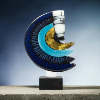 Glass Studio Habrat Habrat - Gouden Regenboogman van glas, Blauw/Goud