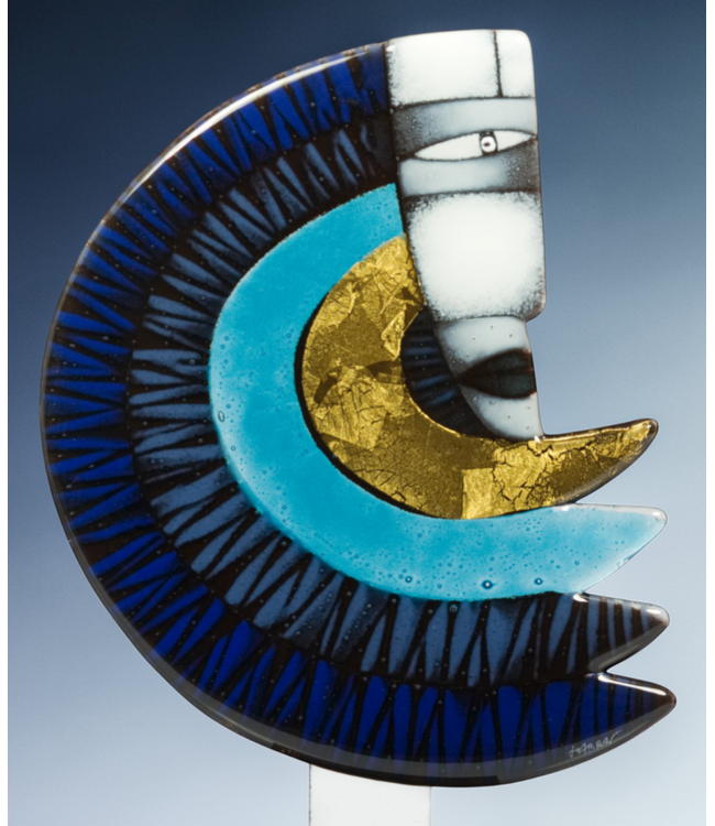 Glasstudio Habrat - Golden Rainbow Man blauw/goud