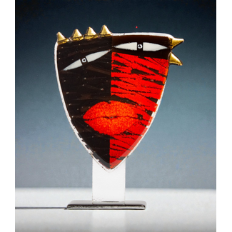 Glass Studio Habrat Habrat – Goldene Maske aus Glas, Rot/Gold