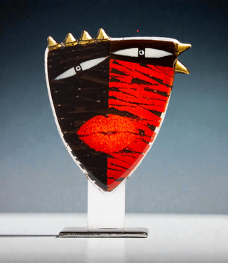 Glass Studio Habrat Habrat – Goldene Maske aus Glas, Rot/Gold