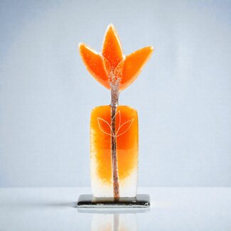 Glass Studio Habrat Habrat – Glas-Wiesenblume orange, 20 cm